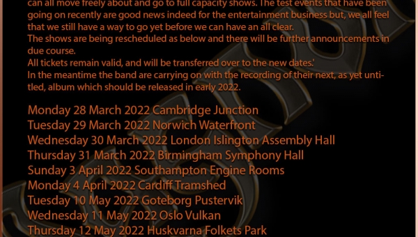 Magnum Tour Postponement News 2022